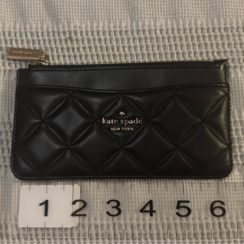 Kate Spade ♠️ Black Leather Puffy Diamond Quilted Wallet Card Case